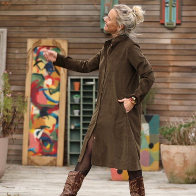 Quintessence - Robe Yuna - velours côtelé moka