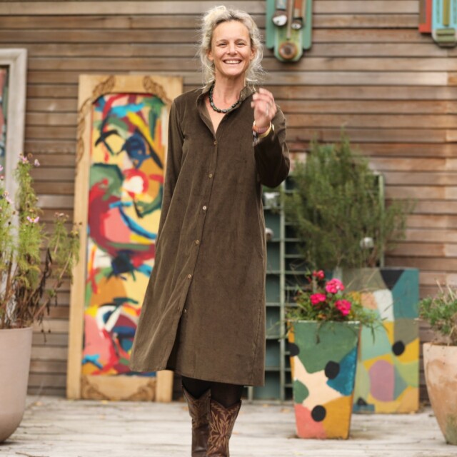 Quintessence - Robe Yuna - velours côtelé moka