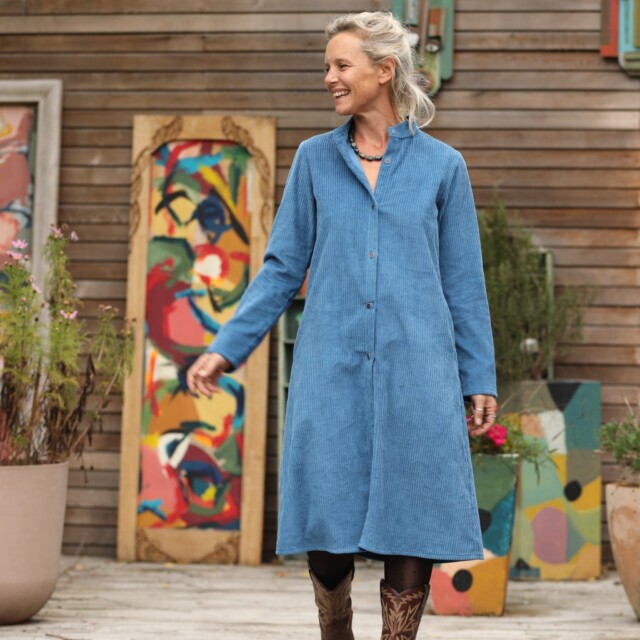 Quintessence - Robe Yuna - Velours côtelé navy