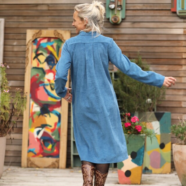 Quintessence - Robe Yuna - Velours côtelé navy