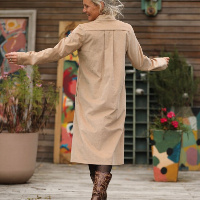 Quintessence - Robe Yuna - velours côtelé sable