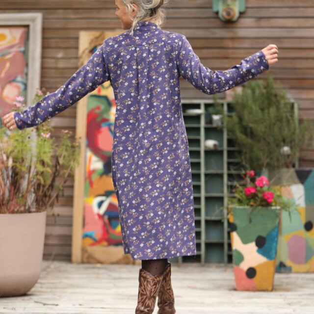 Quintessence - Robe Yuna - Velours milleraies Éclats de myosotis