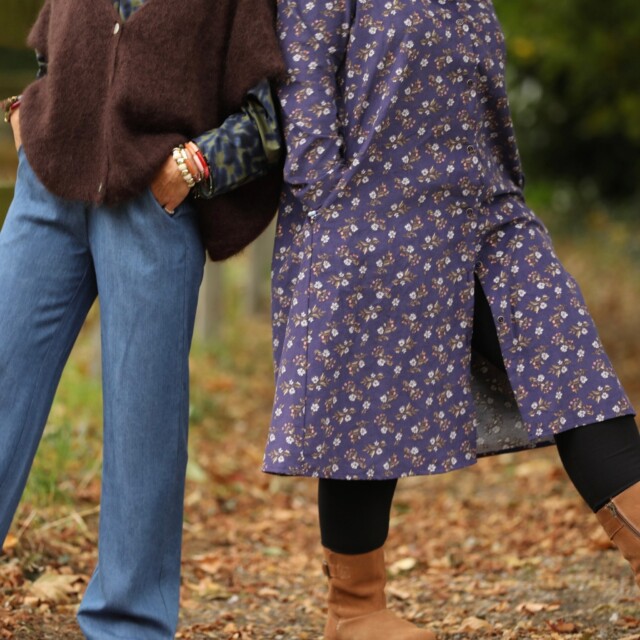 Quintessence - Robe Yuna - Velours milleraies Éclats de myosotis