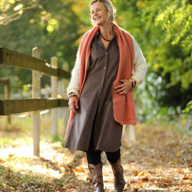 Quintessence - Robe Yuna - Velours milleraies moka