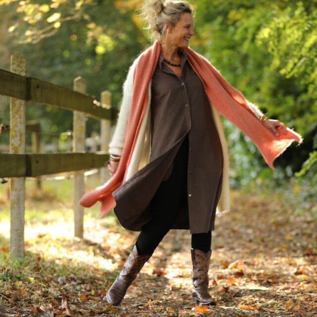 Quintessence - Robe Yuna - Velours milleraies moka