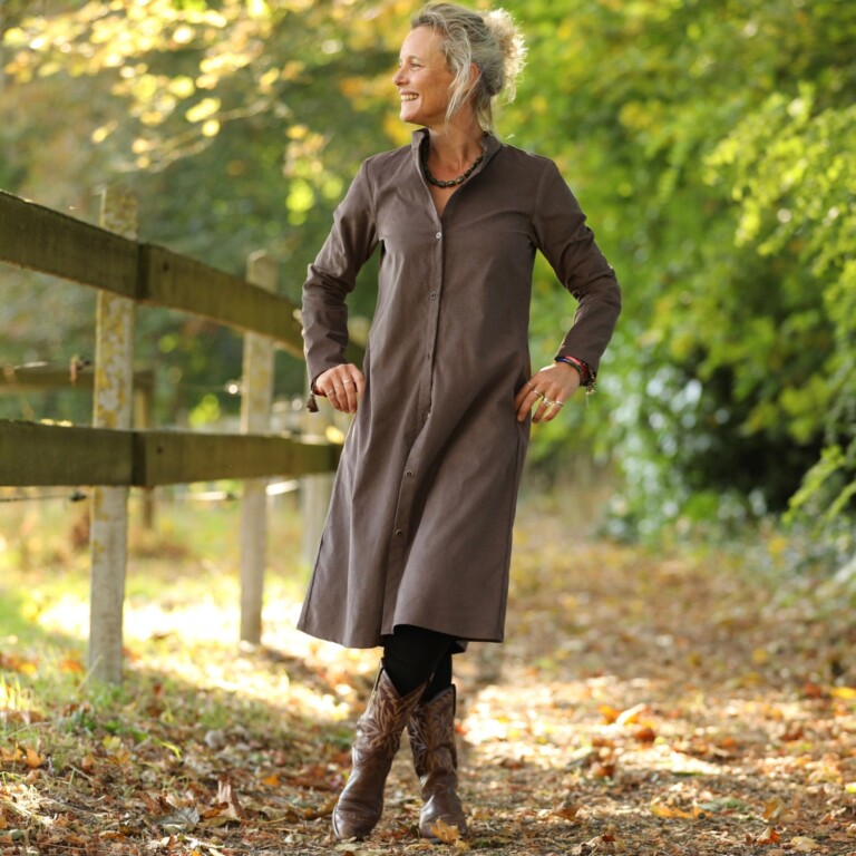 Quintessence - Robe Yuna - Velours milleraies moka