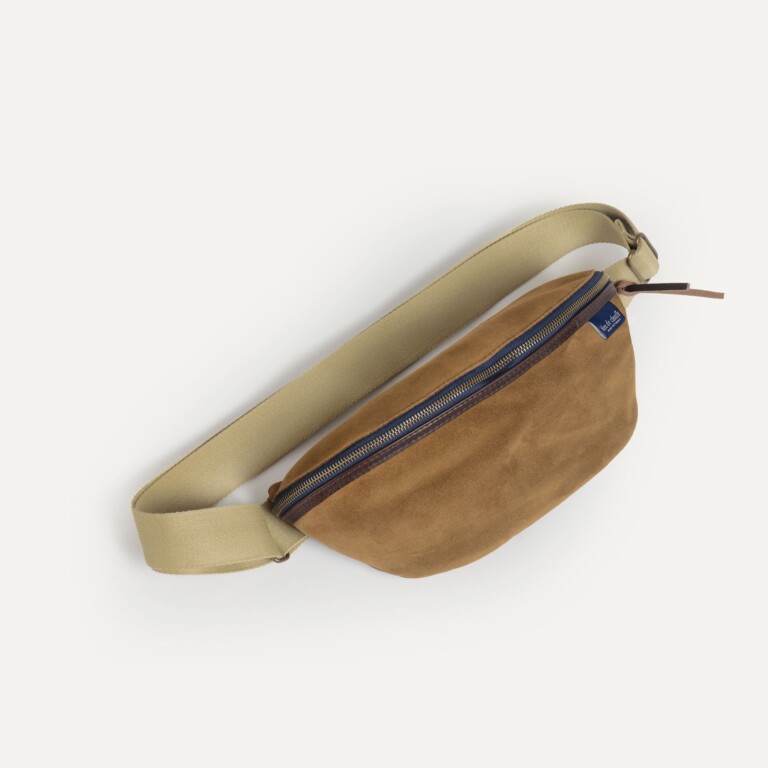 Bleu De Chauffe - Sac Banane New Beat / Cuir Velours - Marron Noisette