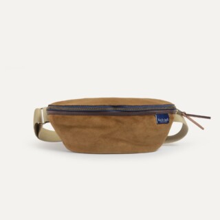 Bleu de Chauffe - Sac Banane New Beat / Cuir Velours  Marron Noisette