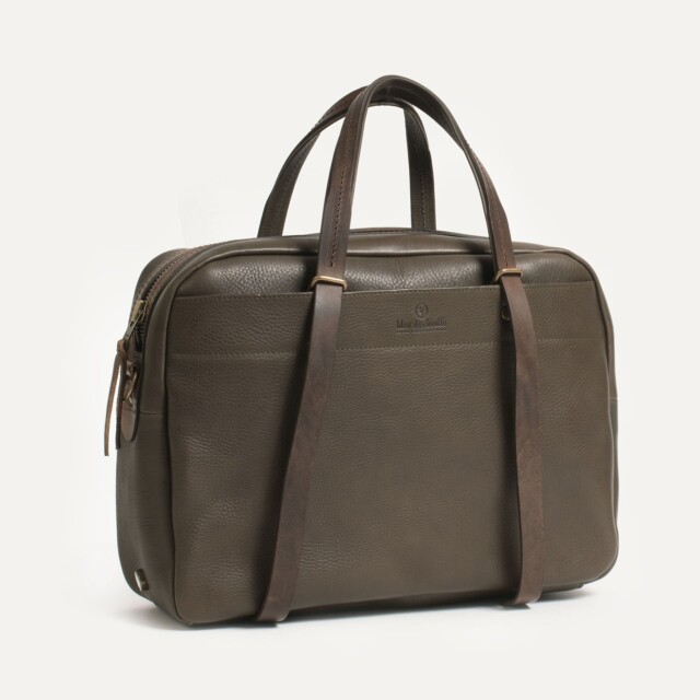 Bleu De Chauffe - Sac business Report - Marron kaki (Smog)