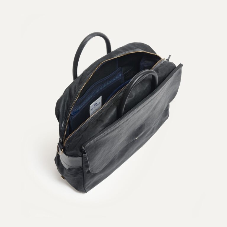 Bleu De Chauffe - Sac business Zeppo - Noir Waxé