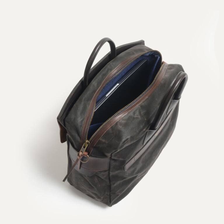 Bleu De Chauffe - Sac business Zeppo - Kaki Waxé