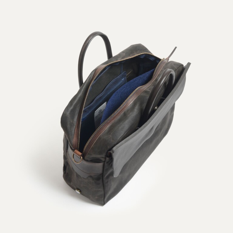 Bleu De Chauffe - Sac business Zeppo - Kaki Waxé