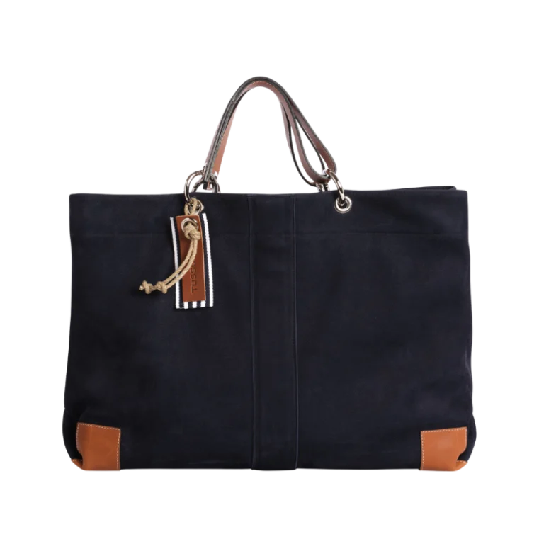 TUSSOR - Canotage Large Cuir Nubuck Veau Bleu Marine