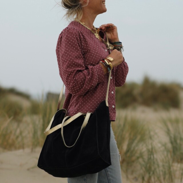 Quintessence - Sac Lisière – Cuir noir & reflets irisés