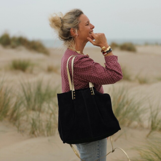 Quintessence - Sac Lisière – Cuir noir & reflets irisés