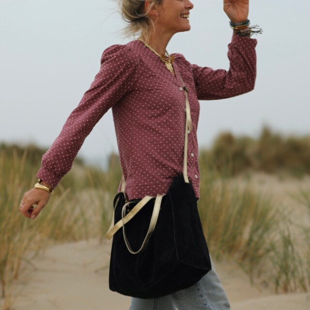 Quintessence - Sac Lisière – Cuir noir & reflets irisés