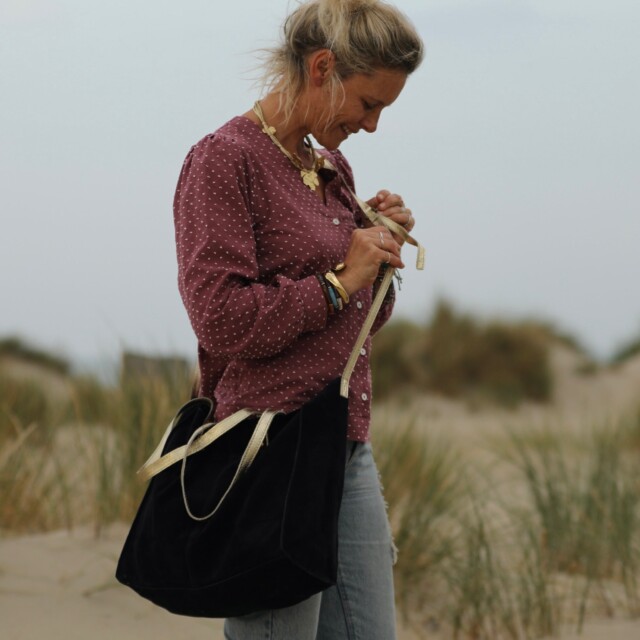 Quintessence - Sac Lisière – Cuir noir & reflets irisés