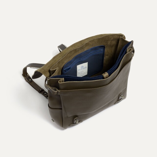 Bleu De Chauffe - Sac Postier Eclair L - Marron Kaki (Smog)