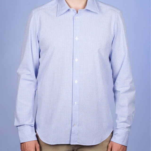 La Chemise Française - Chemise Seersucker Bleu - Col Souple
