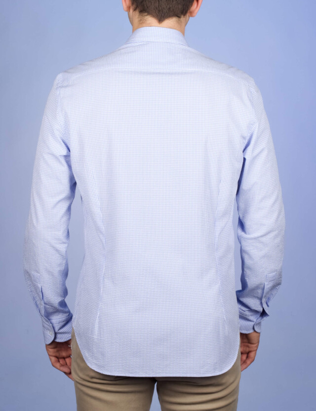 La Chemise Française - Chemise Seersucker Bleu - Col Souple