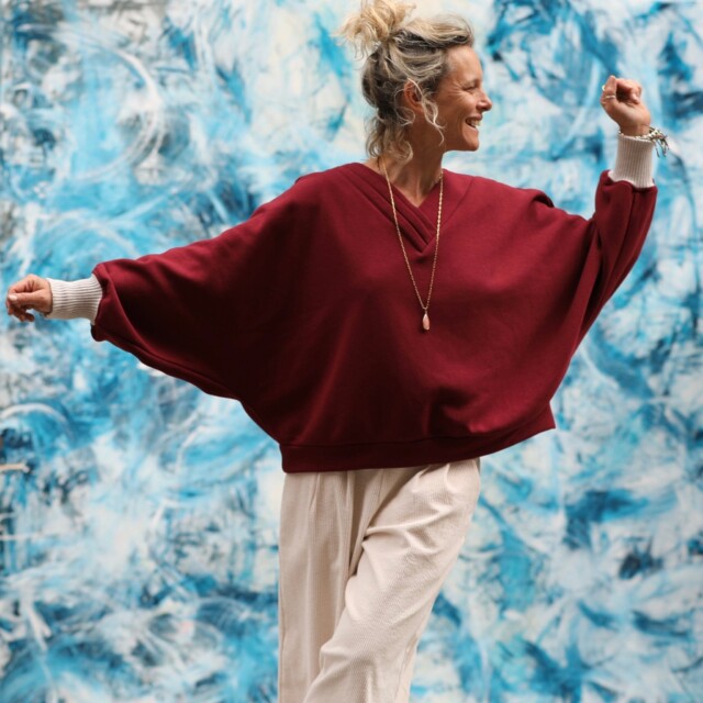 Quintessence - Sweat Ferdinand – cerise noire – version courte