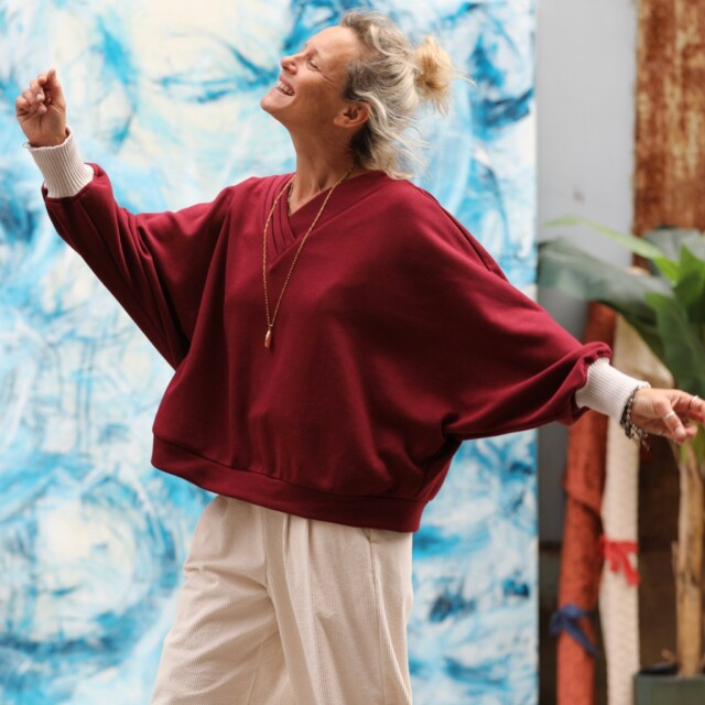 Quintessence - Sweat Ferdinand - cerise noire - version courte