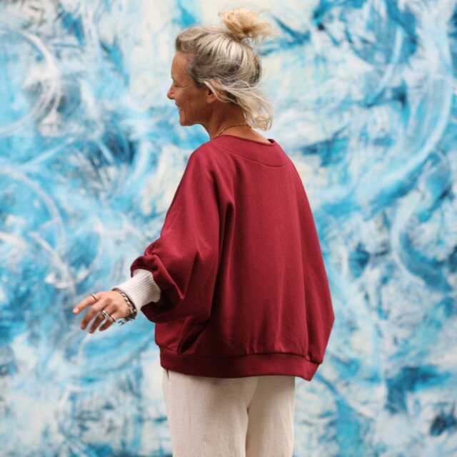 Quintessence - Sweat Ferdinand - cerise noire - version courte