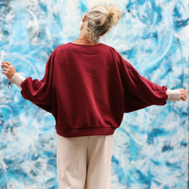 Quintessence - Sweat Ferdinand - cerise noire - version courte