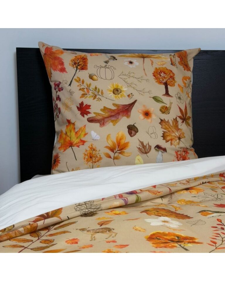 Blanc de Gerardmer - Taie d'oreiller en Percale imprimée Thanksgiving 65x65cm