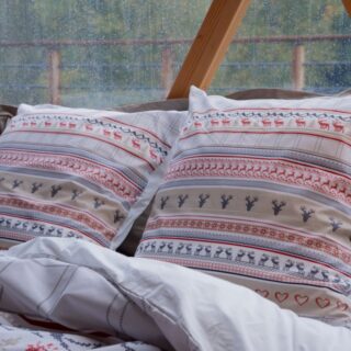 Blanc de Gerardmer - Taie d'oreiller en Percale imprimée tricot 65x65cm