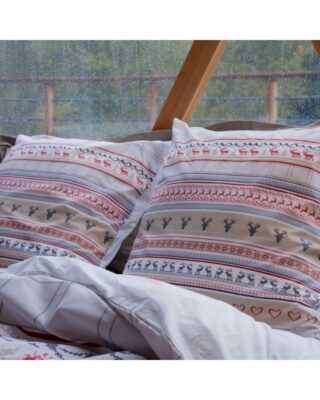 Taie d’oreiller en Percale imprimée tricot 65x65cm par la marque Blanc de Gérardmer Blanc de Gérardmer - Taie d’oreiller en Percale imprimée tricot 65x65cm