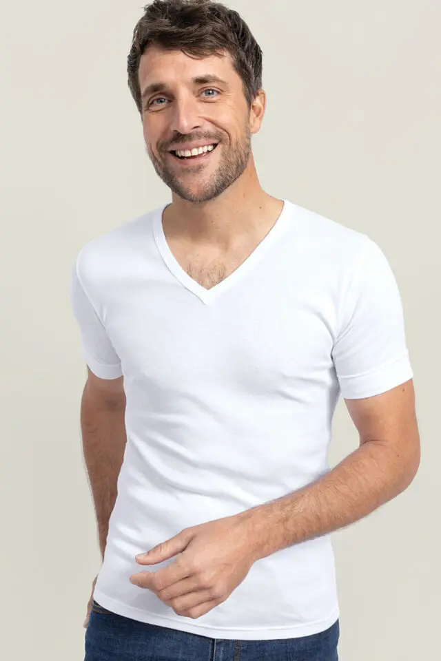 MAISON SOLFIN - Tee-shirt fin manches courtes encolure V Made in France