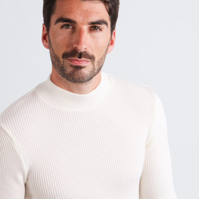 Maison Solfin - Tee-shirt en laine mérinos épais col cheminée Made in France| B.Solfin