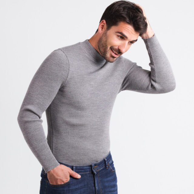 Maison Solfin - Tee-shirt en laine mérinos épais col cheminée Made in France| B.Solfin