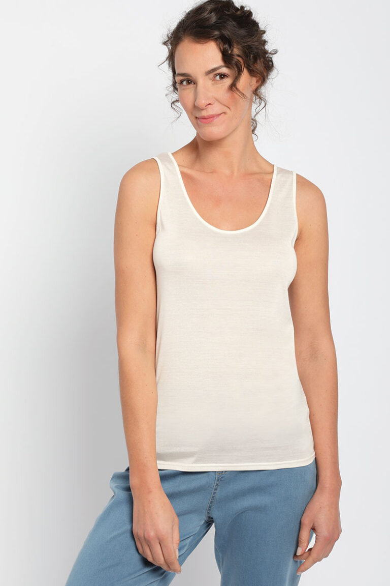 Maison Solfin - Tee shirt naturel larges bretelles soie Made in France| B.Solfin