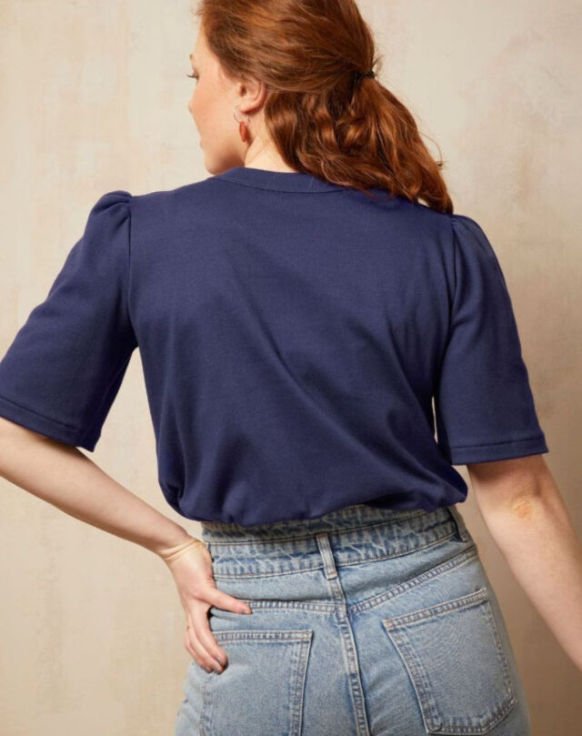 Lemahieu - Top à manches 3/4 - Bleu minuit - Femme