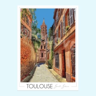Affiche de Toulouse Basilique Saint-Sernin par la marque Foliove Foliove - Affiche de Toulouse Basilique Saint-Sernin