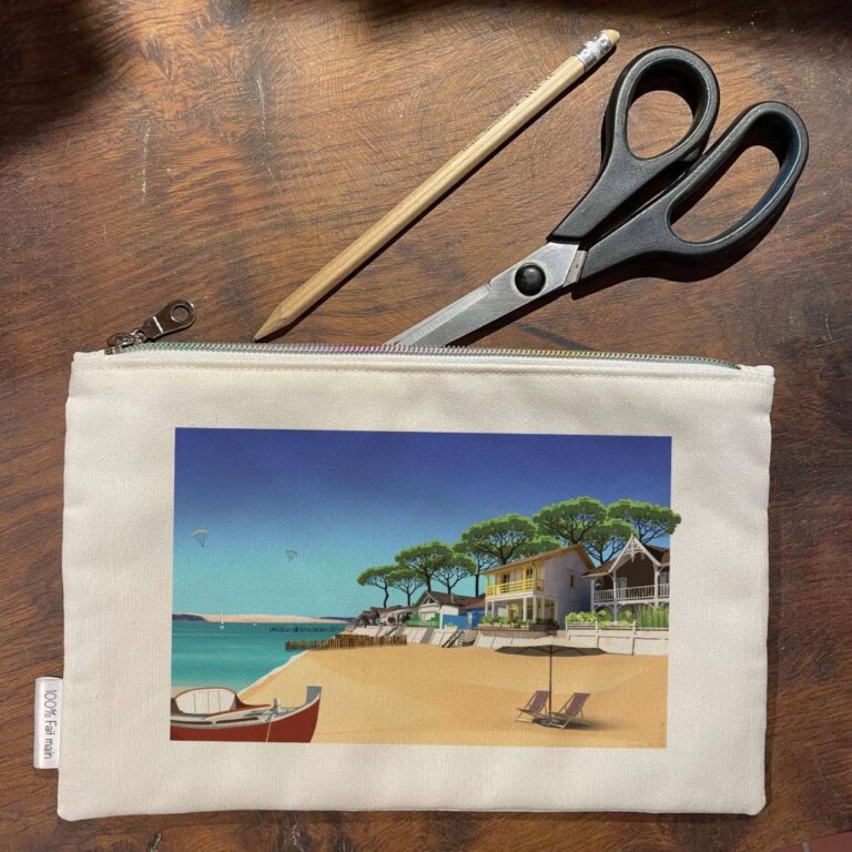 Foliove - Pochette tissu Cap Ferret Village de l' Herbe