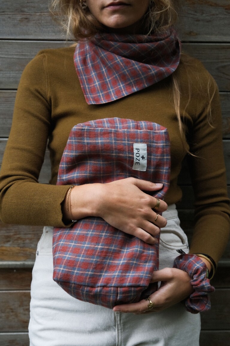 POZÉ - Trousse de toilette XL en lin - Carreau écossais