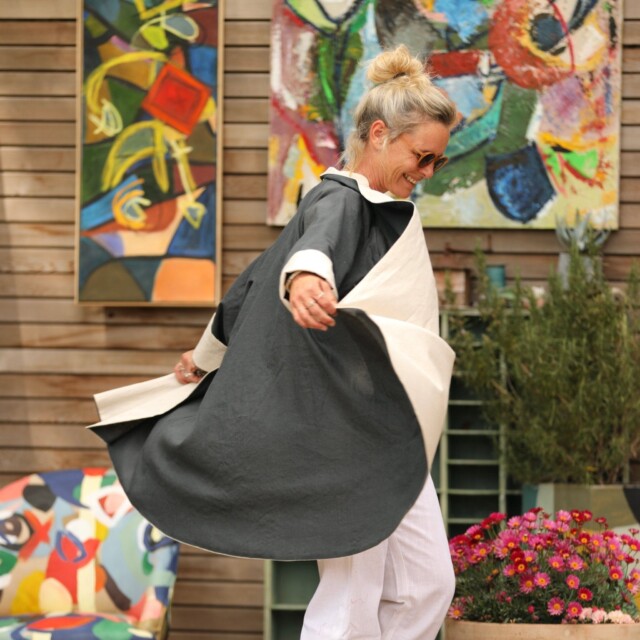 Quintessence - Veste Lisandre lin ficelle/anthracite