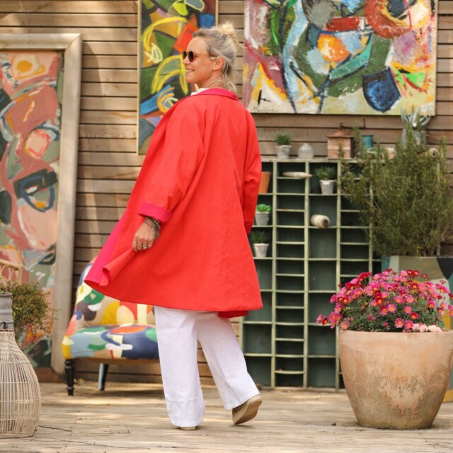 Quintessence - Veste Lisandre lin rouge/orange