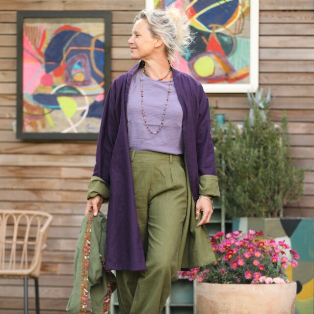 Quintessence - Veste Lisandre prune/vert pomme