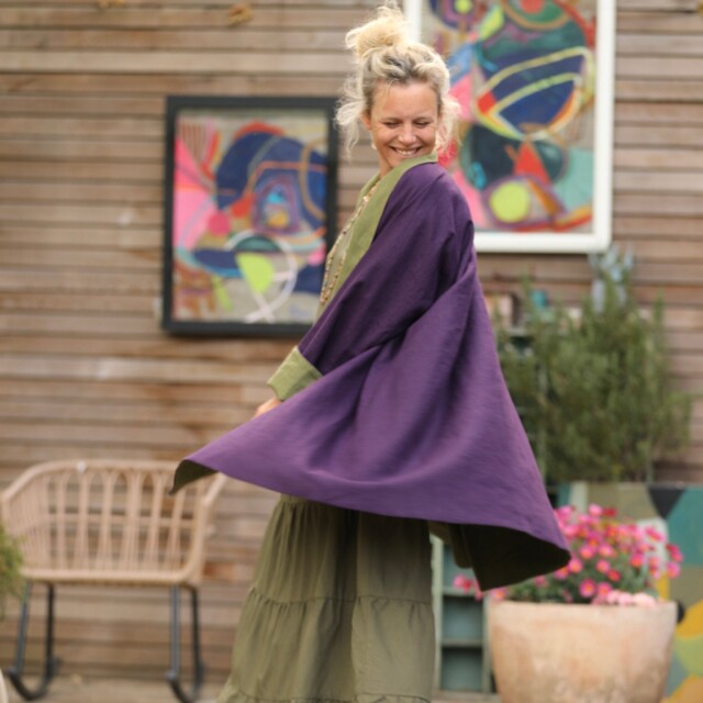 Quintessence - Veste Lisandre prune/vert pomme