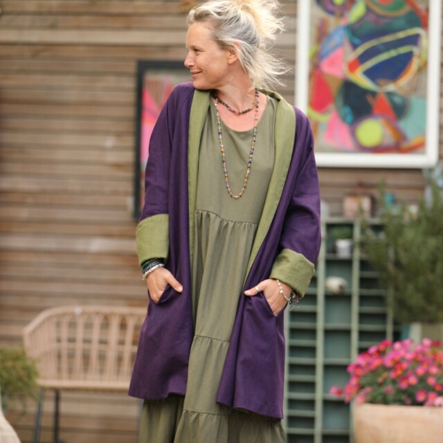 Quintessence - Veste Lisandre prune/vert pomme