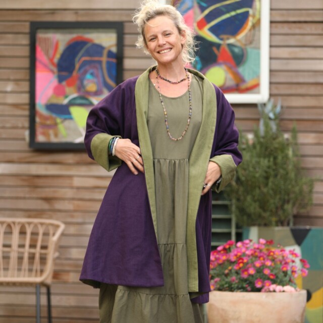 Quintessence - Veste Lisandre prune/vert pomme