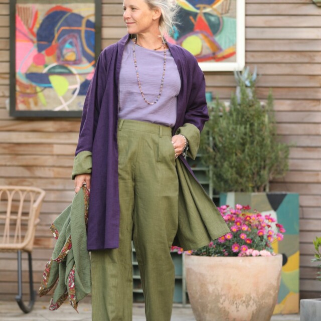 Quintessence - Veste Lisandre prune/vert pomme