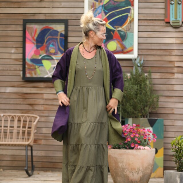 Quintessence - Veste Lisandre prune/vert pomme