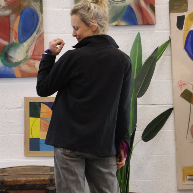 Quintessence - Veste Véga - lin stone wash noir