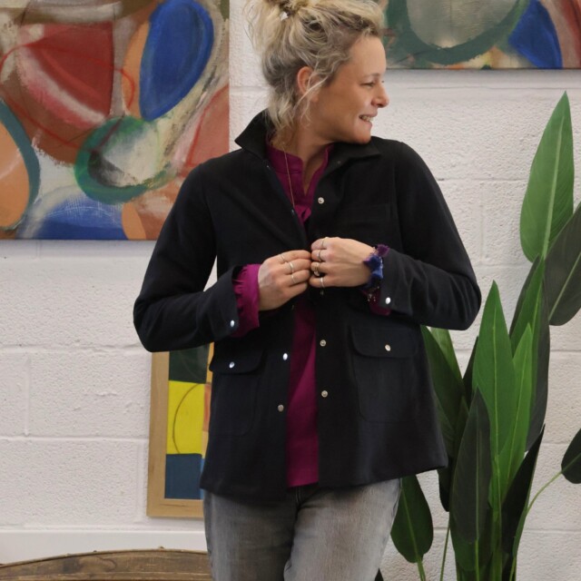 Quintessence - Veste Véga - lin stone wash noir