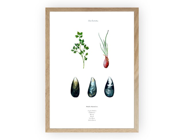 varek.illustrations - Affiche : La recette des Moules Marinières